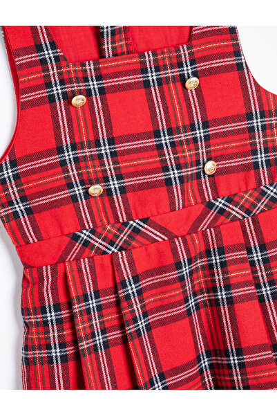 Koton Gilet-Kleid mit quadratischem Ausschnitt – Träger mit Knopfdetail