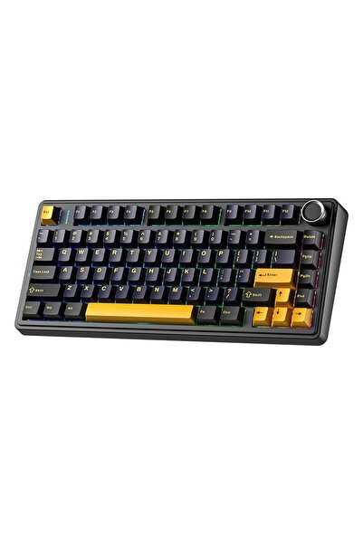 Aula F75 Mekanik Rgb Tkl Gray Switch Kablosuz Makrolu Hot Swap Klavye Siyah