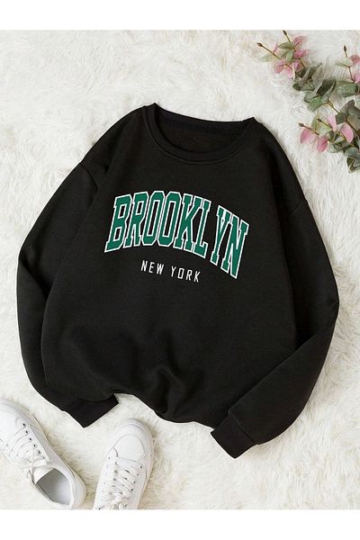 Pink Sky Brooklyn NEW YORK Printed Crew Neck Unisex Oversize Sweatshirt