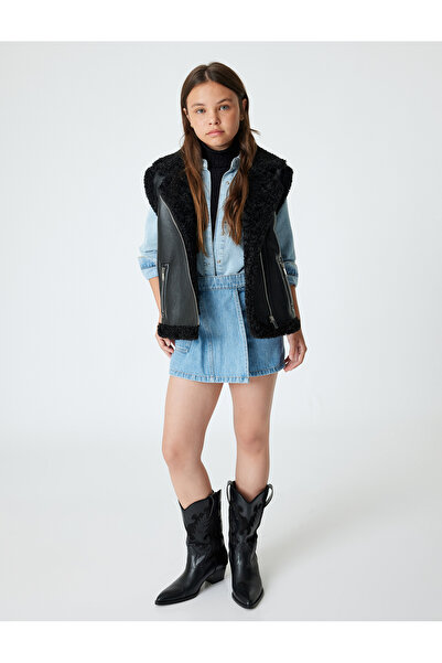 Koton Pamuklu Cep Detaylı Kruvaze Denim Şort Etek