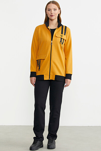 Sementa Renk Kombinli Rahat Kalıp Eşofman Takım - Hardal