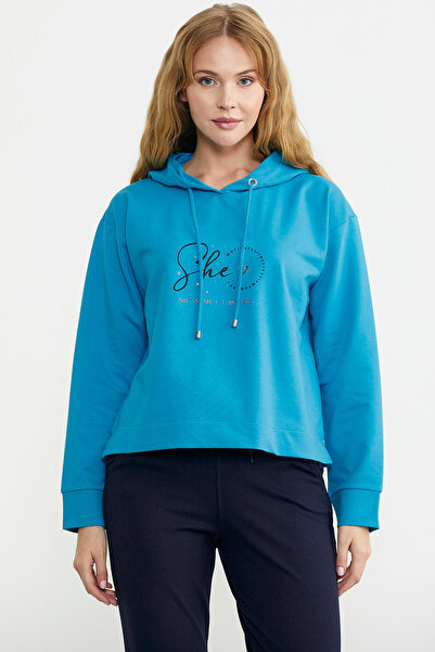 Sementa Baskı Detaylı Kapüşonlu Eşofman Takım - Petrol