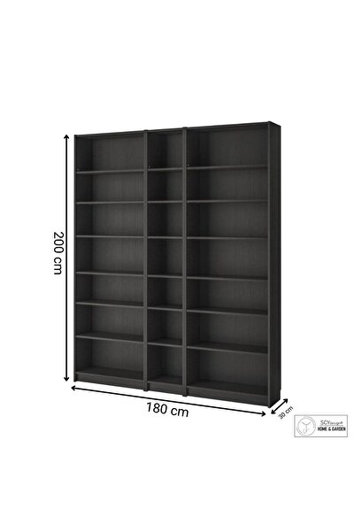 SCY Absentia Özel Tasarım 21 Bölmeli Siyah Ahşap Kitaplık Dekoratif Duvar Rafı Büyük Montajsız Raf