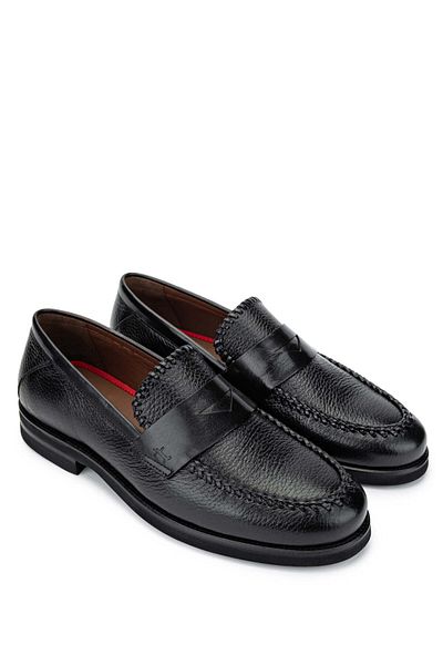 Tamer Tanca Men's Genuine Leather Black Loafer Shoes