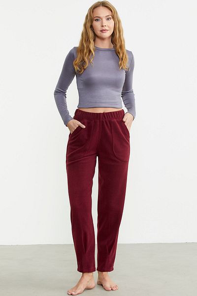 Sementa Burgundy Fleece Sweatpants - Leg Detailed