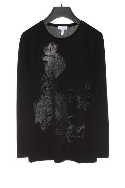 Escada Patterned Round Neck Long Sleeve T-shirt