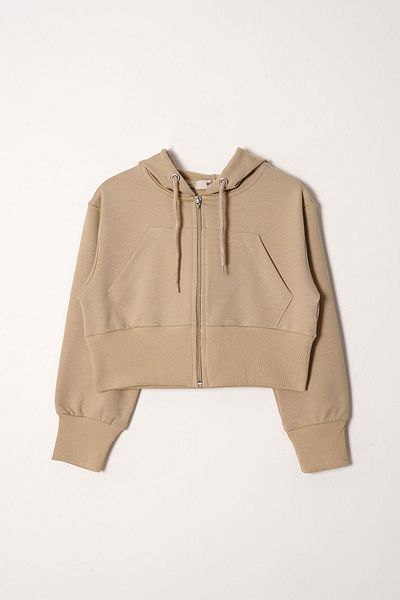 zepkids Kangaroo Pocketed Front Zippered Mink Color 8-12 Years Old Girl's Tracksuit Set