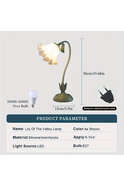 Choice T6002-EURO Vintage bedside lamp, flower lamp, living room decoration lamp, (color: green)E27LED ligh