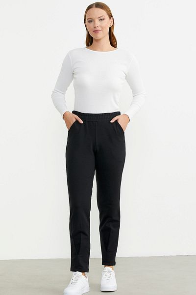 Sementa Pantaloni de sport cu talie elastică cu detaliu picior - negri