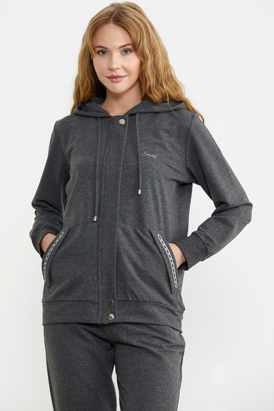 Sementa Fermuar Kapamalı Kapüşonlu Eşofman Takım - Antrasit