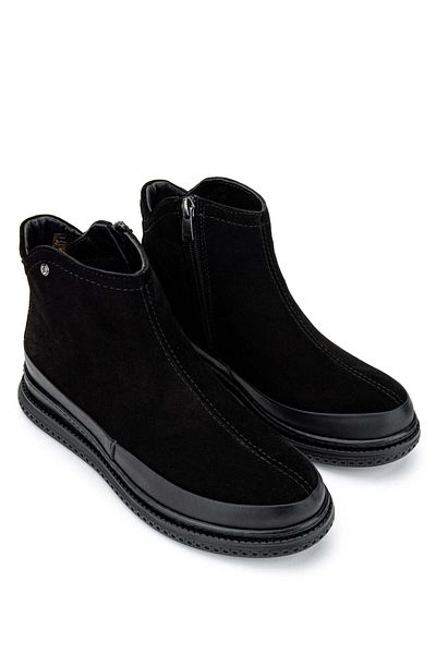 Tamer Tanca Women's Genuine Leather Black Suede Casual Boots