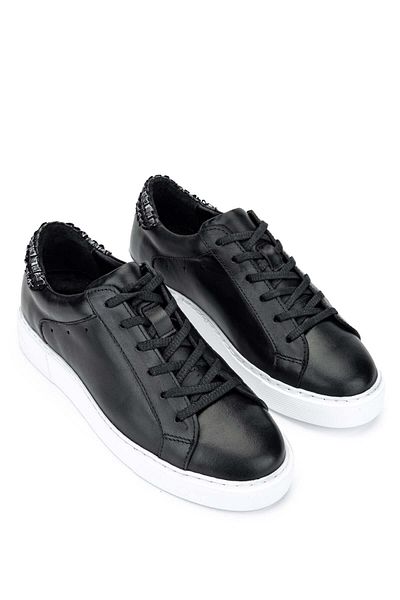 Tamer Tanca Women's Genuine Leather Black/White Sneakers & Sports Shoes