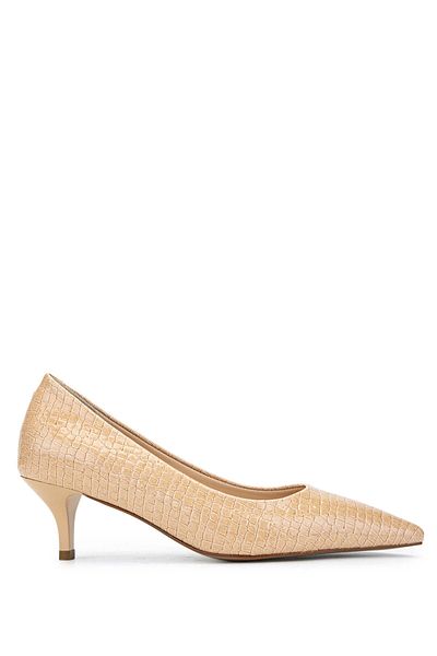Tamer Tanca Women's Genuine Leather Beige Stiletto Shoes