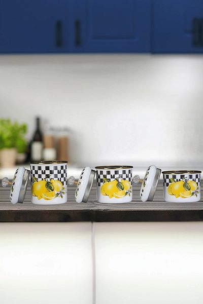 PR HOME Enamel Lemon Spice Rack Set