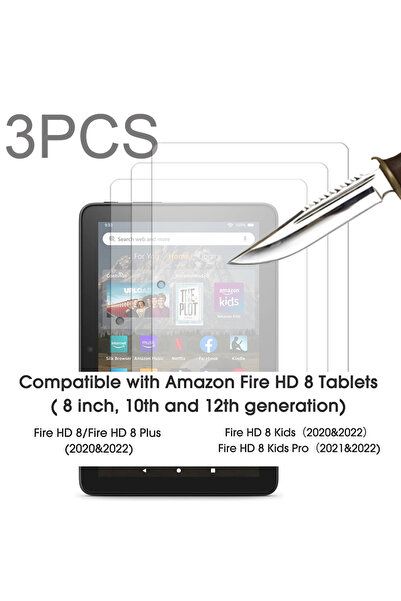 Choice واقي شاشة زجاجي 3 قطع لجهاز Fire HD 8 Plus Kids Pro (إصدار 2020 و2022)...