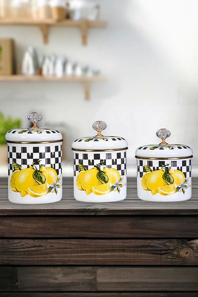 PR HOME Enamel Lemon Spice Rack Set
