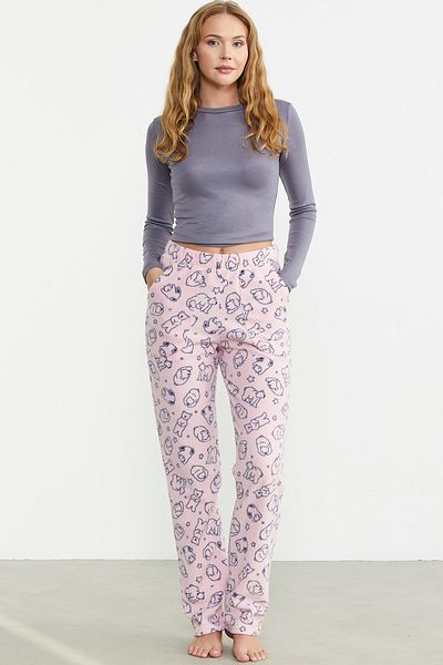 Sementa Palton de iarnă roz cu un singur fund cu model fleece