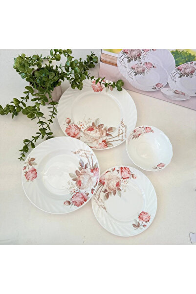 Tomurcukhome 24 Parça Opal Yemek Takımı 6 Kişilik