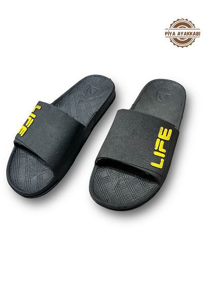 BRN Black Anatomical Anti-Slip Sole Bathroom Slippers