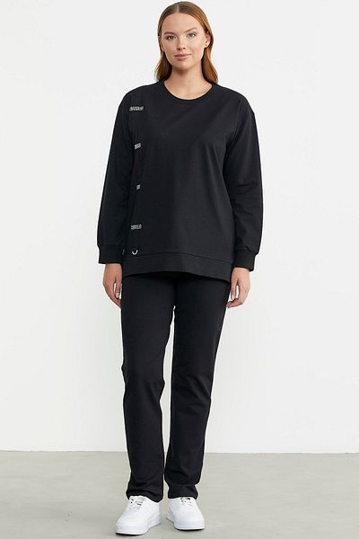 Sementa Stone Detailed Crew Neck Φούτερ - Μαύρο