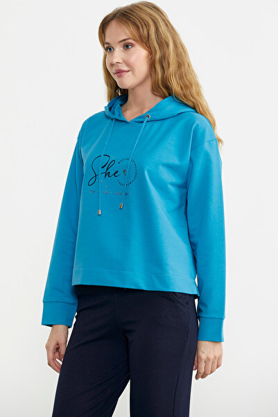 Sementa Baskı Detaylı Kapüşonlu Eşofman Takım - Petrol