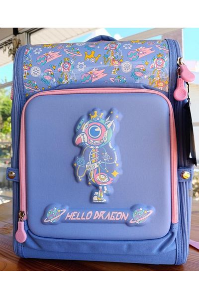 HELLO DRAGON Light Purple Spine Protective School Bag