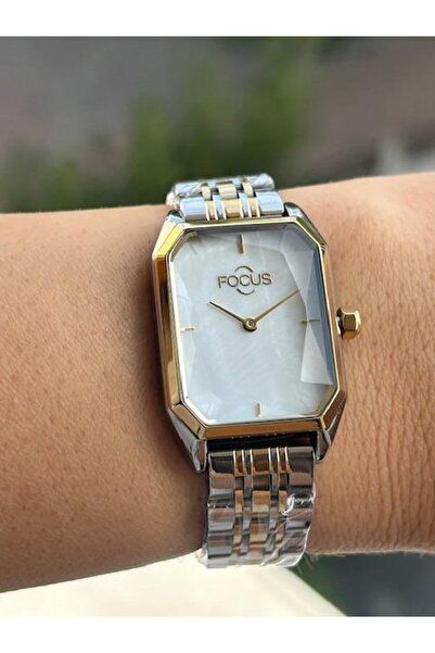 Focus Kesme Cam Sarı Metal (Bİ COLOR) Kasa Ve Kordon Zarif Şık Kadın Kol Saati