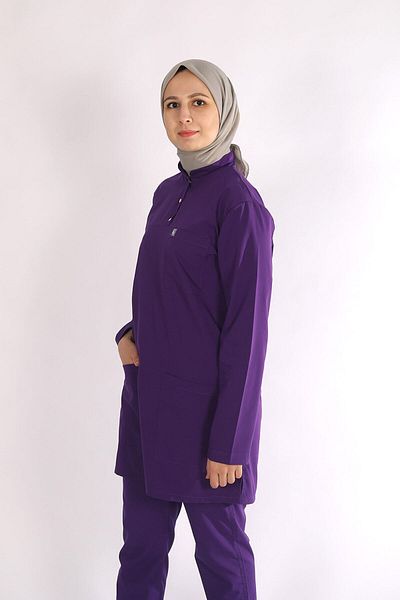 Pratik Medikal Purple Hijab Lycra Nurse Set