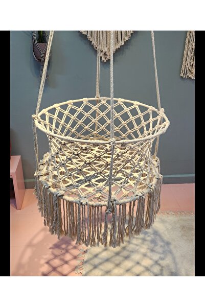 AslanButik Makrome Beşik 80cm çap Bebek Beşiği