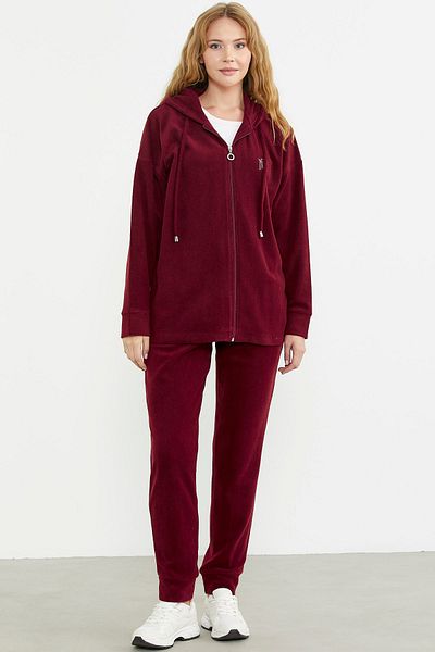 Sementa Σετ αθλητική φόρμα μπορντό με κουκούλα Fleece