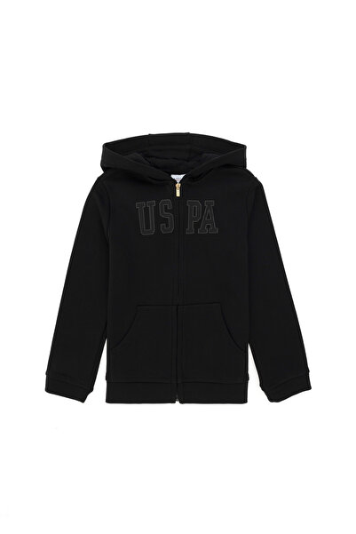 U.S. Polo Assn. سويت شيرت أساسي بغطاء رأس أسود للفتيات 50292507-VR046