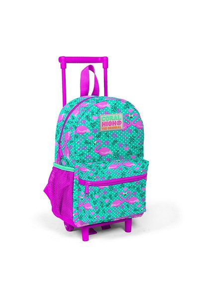 Coral High Rucsac Little Nest Squeegee, verde apă, roz, cu model, două compartimente 24001