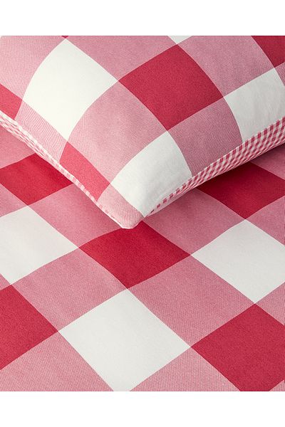English Home Pink Gingham Double Duvet Cover Set