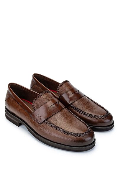 Tamer Tanca Men's Genuine Leather Tan Loafer Shoes