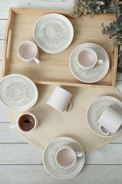 Keramika Nordic Groundlace Coffee Set - 12 Pieces, 6 Persons, 21501