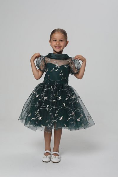 miço kids Girls Floral Embroidered Princess Ball Gowns Dress