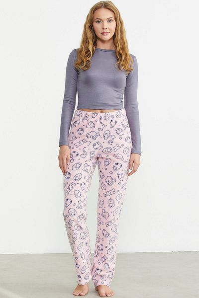 Sementa Palton de iarnă roz cu un singur fund cu model fleece