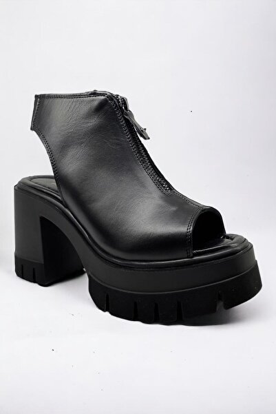 ALBİNİ Albini 10911 - Genuine Leather Black Women's Daily Sandals