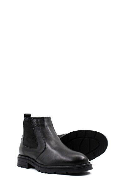 TUGERDİ Ανδρικές κλασικές μπότες Tugerdi Μαύρες από γνήσιο δέρμα με γούνινο εσωτερικό και ελαφριά σόλα TG099511113609