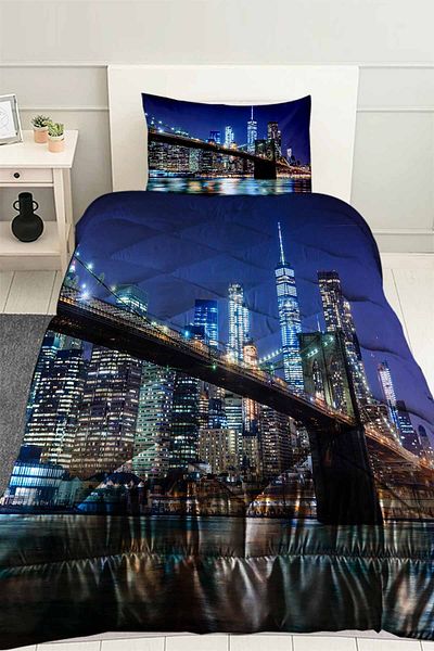 Else Dekor Single Quilted City Landscape Patterned Quilt Pillow