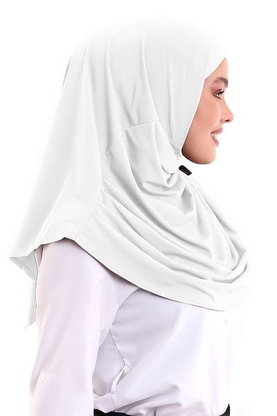 ihvanonline Hijab practic gata - eșarfă albă cu bonetă pentru adulți