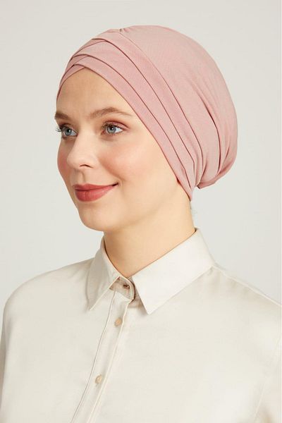 ihvanonline Pink Hijab Bonnet - Cross 3 Bands, Double Sided