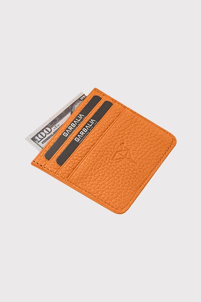 Garbalia Cape Genuine Leather Classic Thin Unisex Orange Card Holder