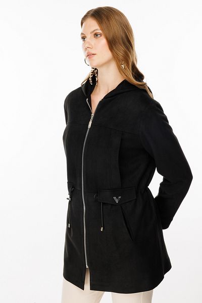 Ekol Trench negru cu glugă de mărime mare 8907