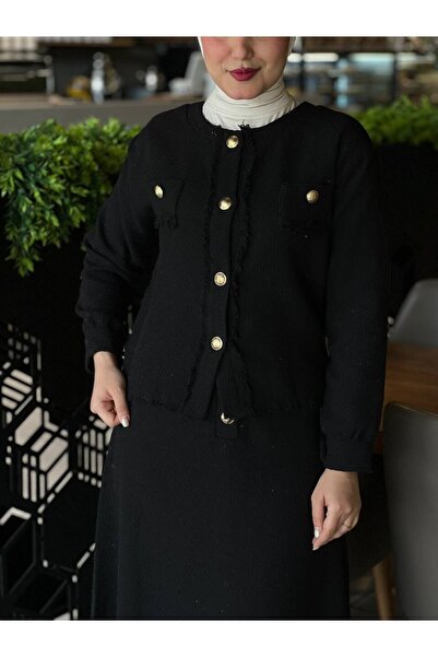 Esre Store 4460 - Black Chanel Fabric Hijab Double Set