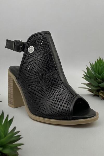 Mammamia D24Ys-1075 Genuine Leather Black Women's Summer Boots