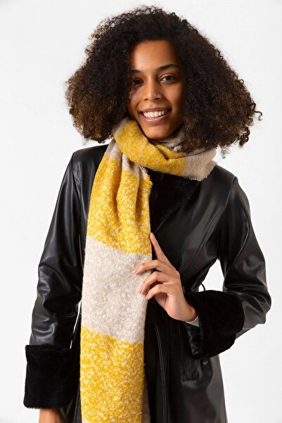 REMSA Saffron 1284 - 45X200 cm Tasseled Boucle Scarf Shawl