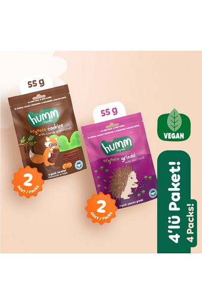 Humm Organic Organic Vegan Sweet & Salty Snack Pack - 4 Pieces (2 Types)