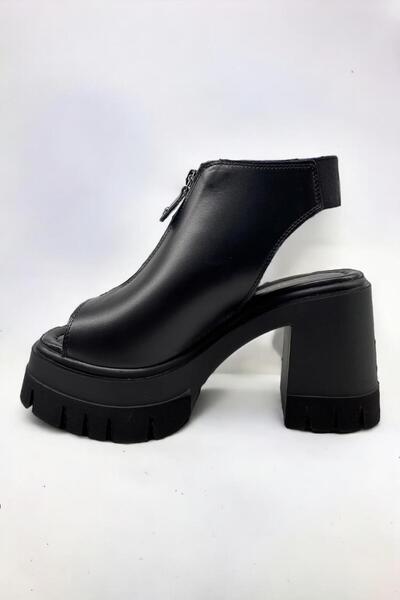 ALBİNİ Albini 10911 - Genuine Leather Black Women's Daily Sandals