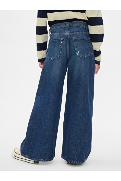 GAP Kız Çocuk Koyu Mavi Mid Rise Baggy Jean Pantolon
